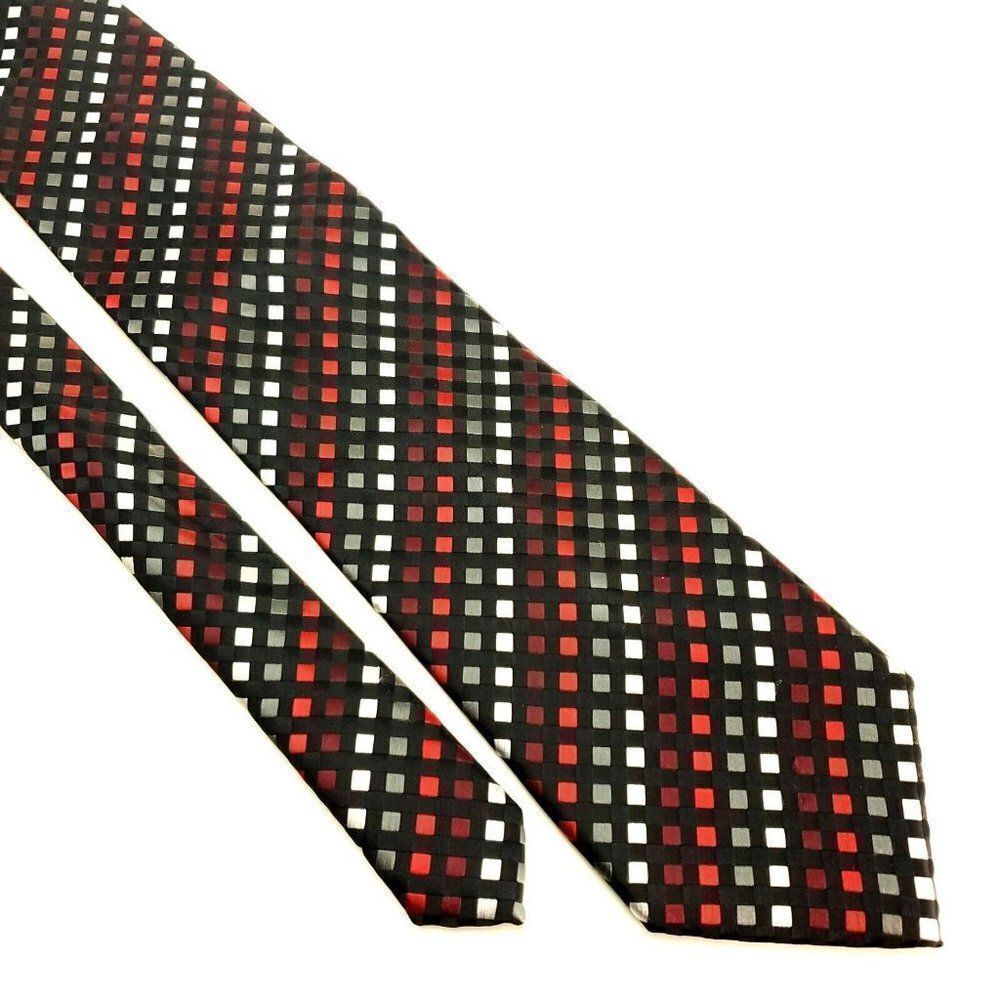Knightsbridge Polyester Tie Red Gray Geometric‎